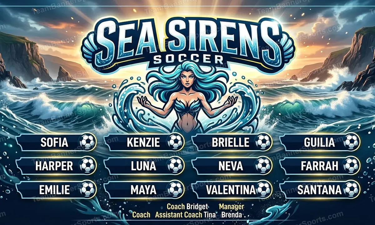 Sea Sirens soccer team banner created with AI