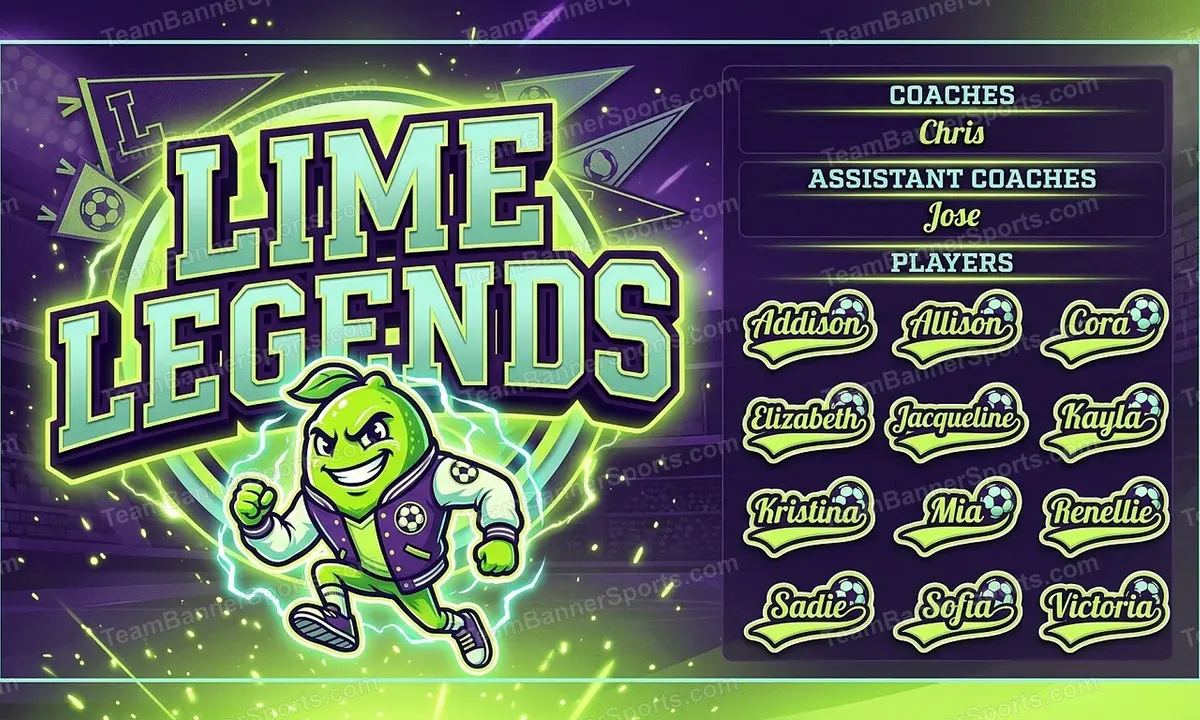 Lime Legends soccer team banner created with AI