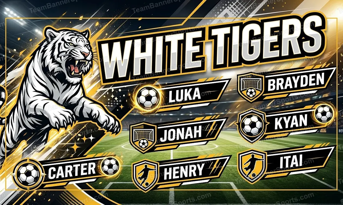 White Tigers soccer team banner created with AI
