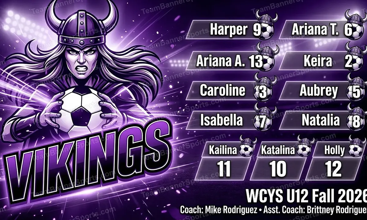 Vikings soccer team banner created with AI