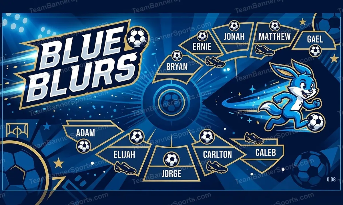 Blue Blurs soccer team banner created with AI
