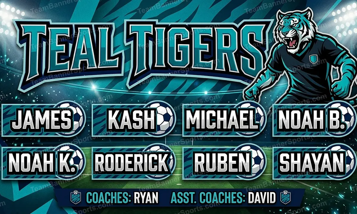 Teal Tigers soccer team banner created with AI