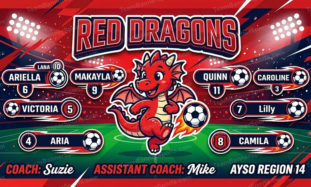 Red Dragons soccer team banner created with AI