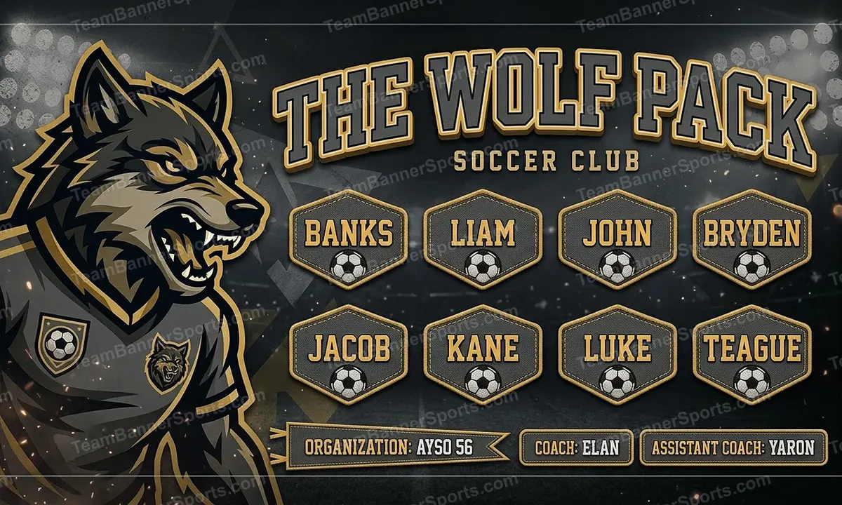 The wolf pack soccer team banner created with AI