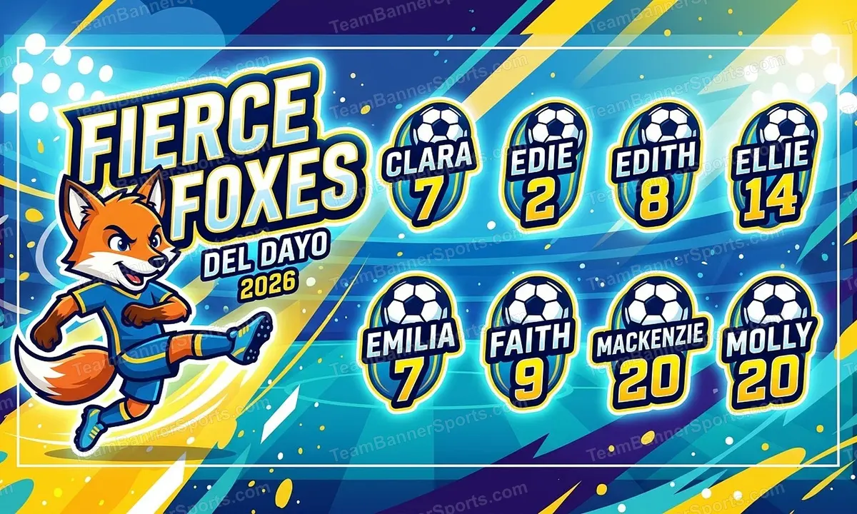 Fierce Foxes soccer team banner created with AI