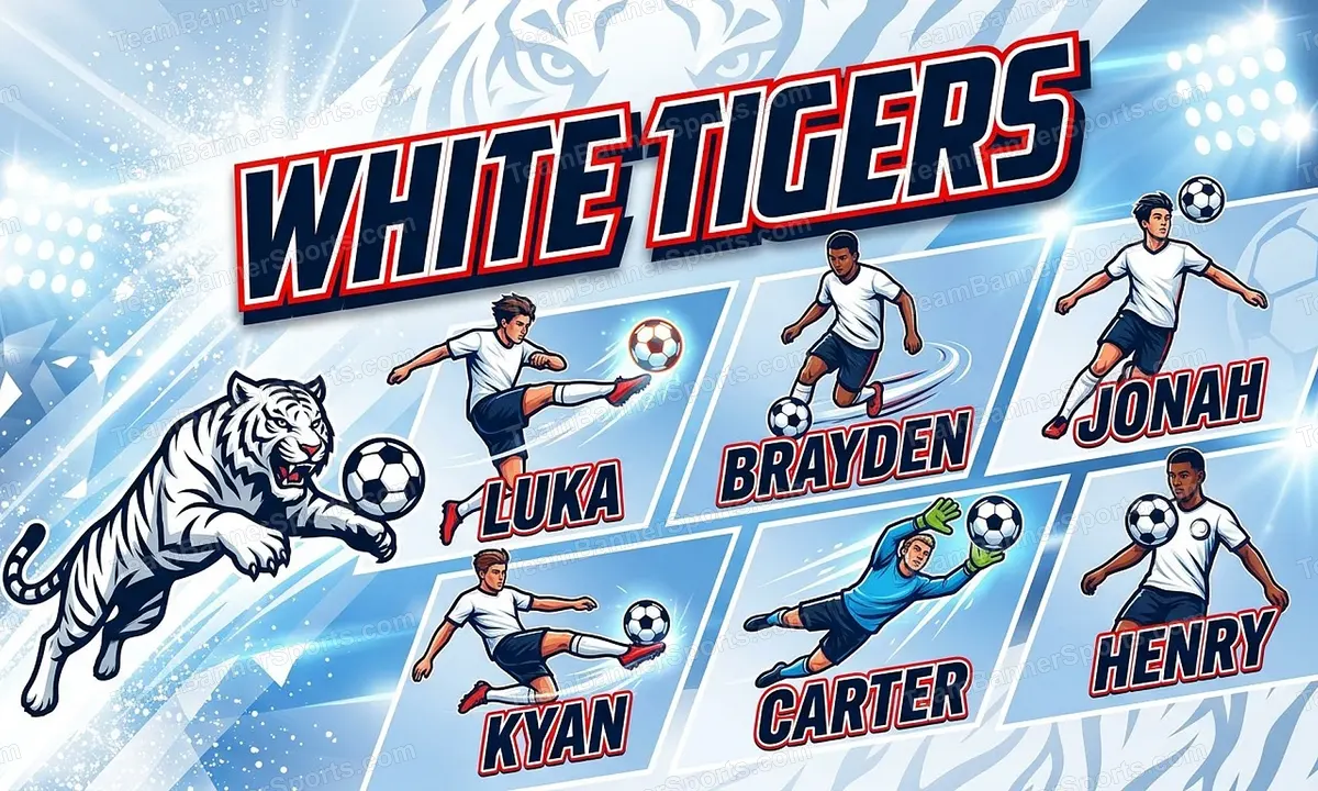 White Tigers soccer team banner created with AI