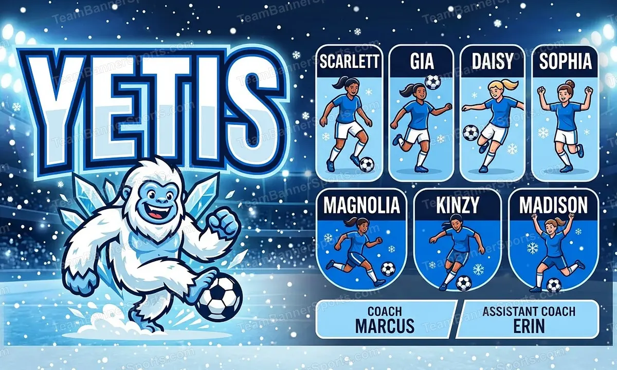 Yetis soccer team banner created with AI