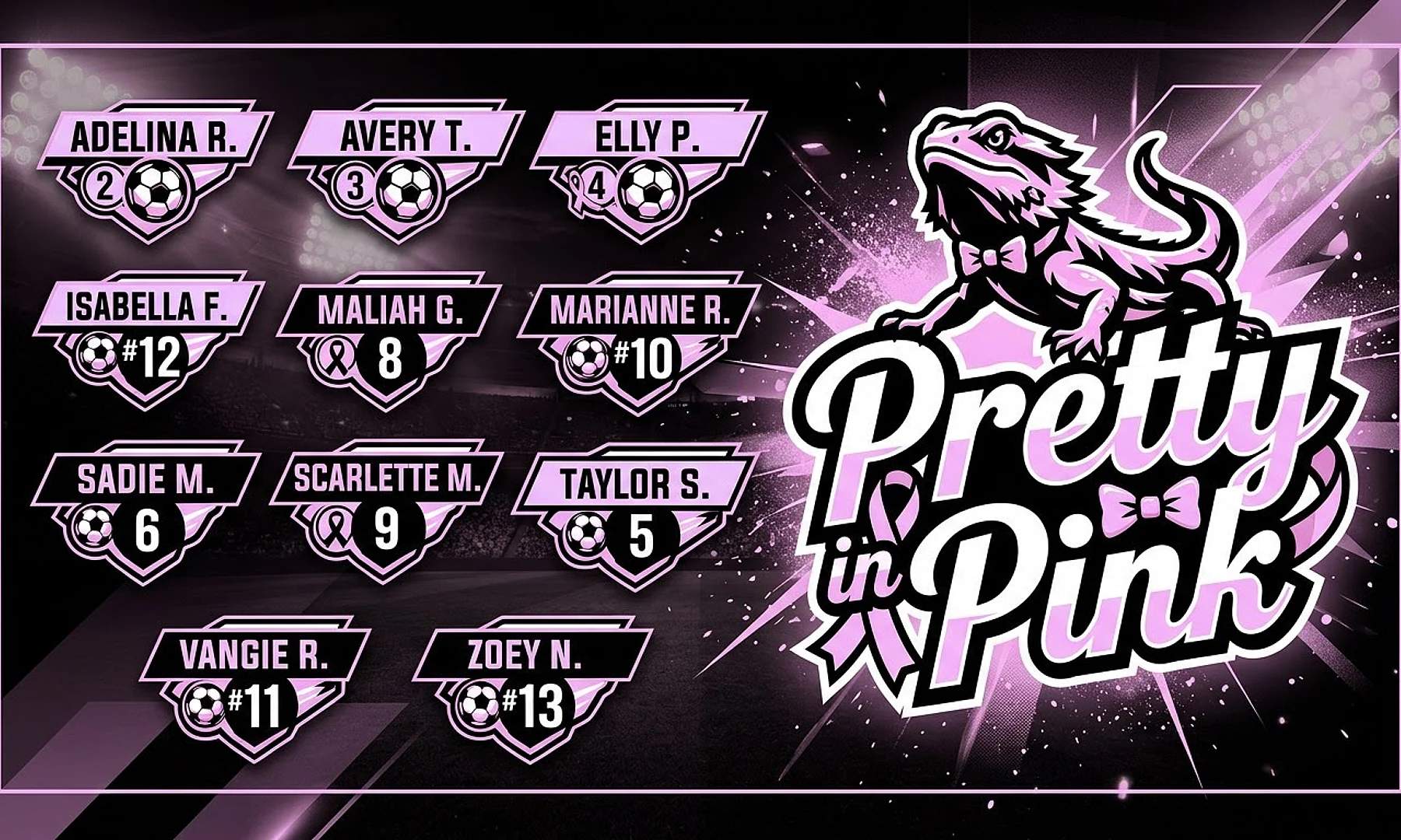 Pretty in Pink soccer team banner created with AI