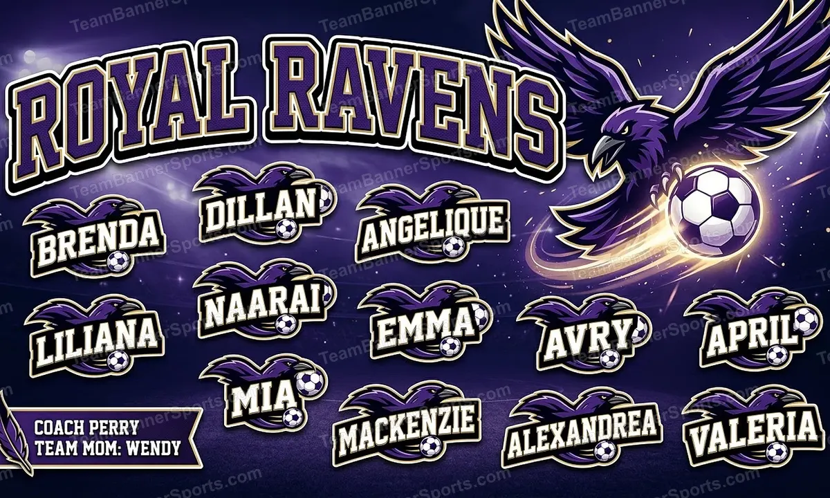 Royal Ravens soccer team banner created with AI
