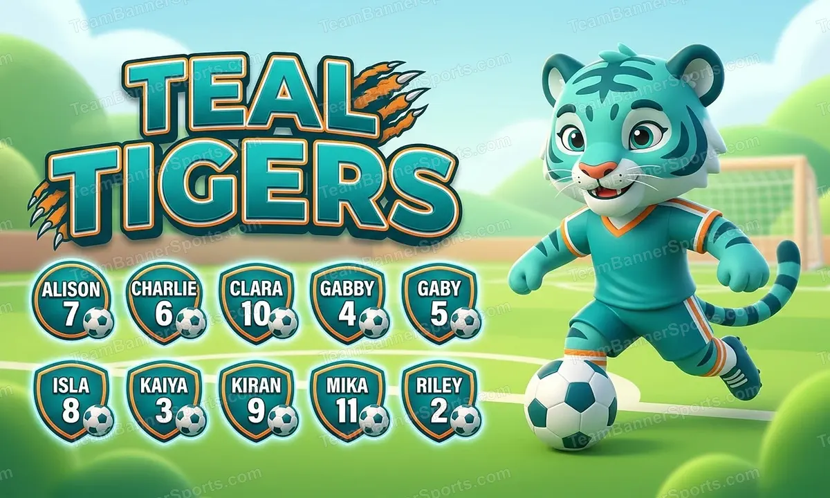 Teal Tigers soccer team banner created with AI