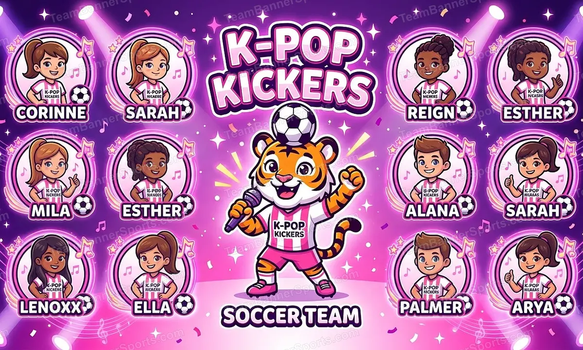 K-Pop Kickers soccer team banner created with AI