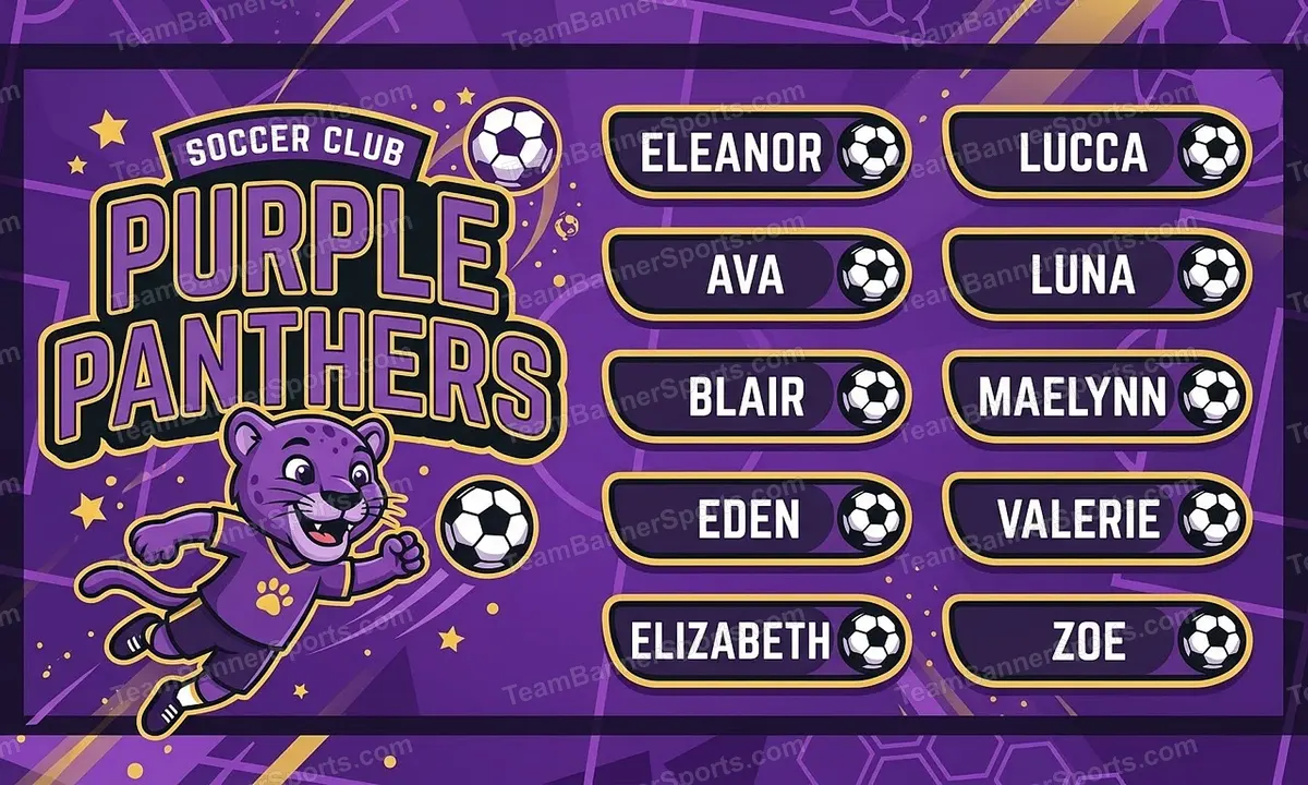 Purple Panthers soccer team banner created with AI