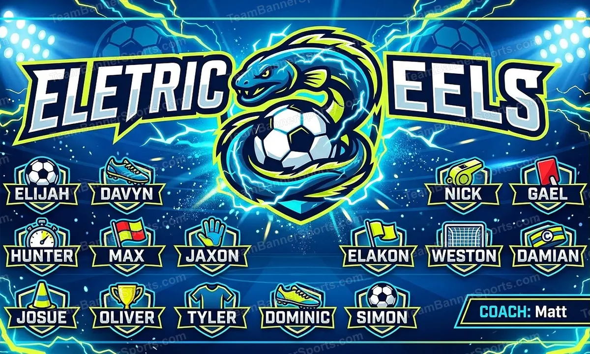 Eletric Eels soccer team banner created with AI