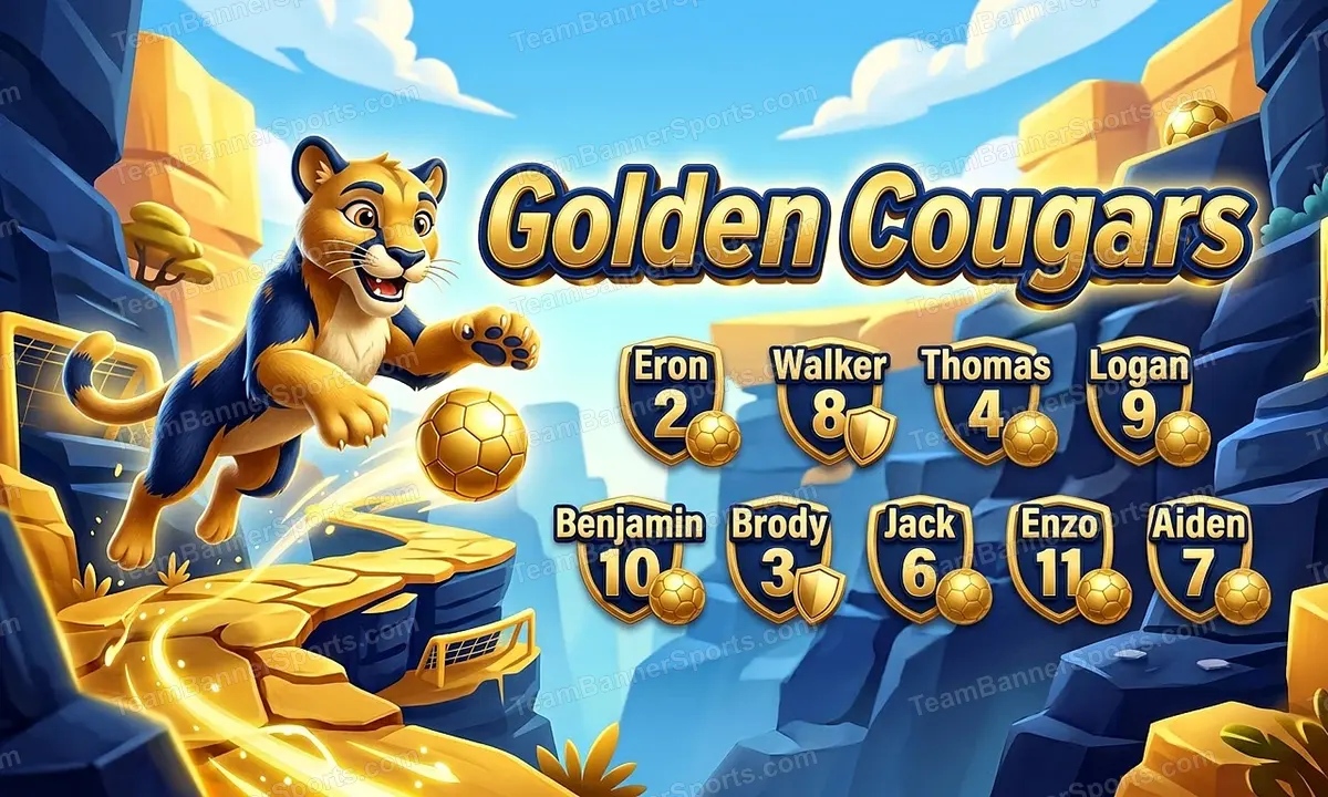 Golden Cougars soccer team banner created with AI