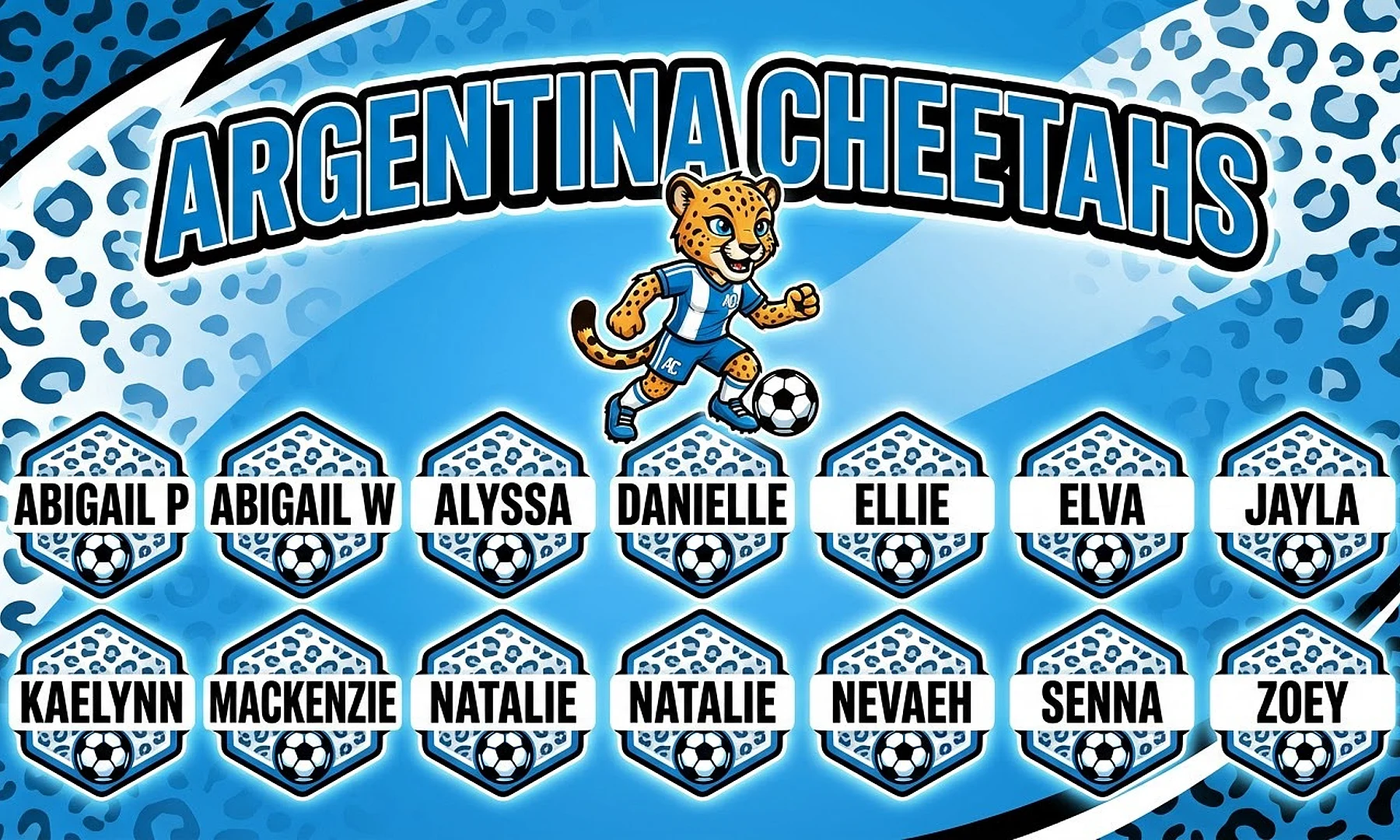 Argentina Cheetahs soccer team banner created with AI