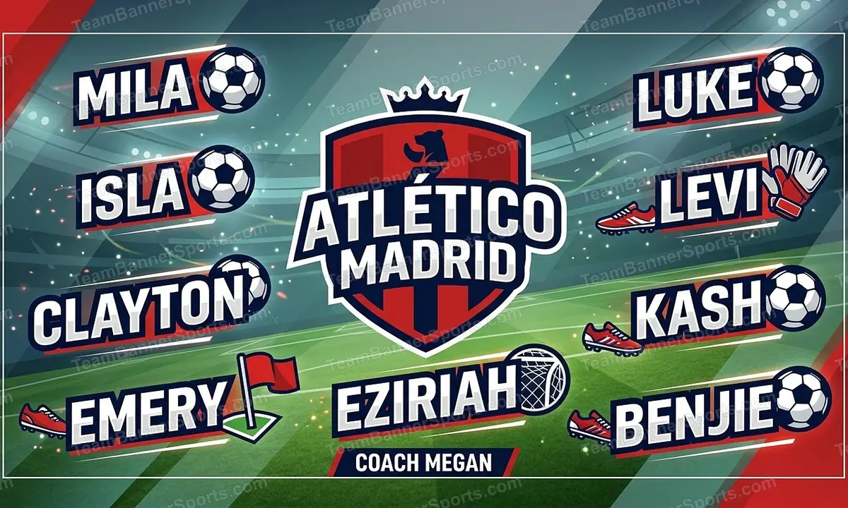 Atlético Madrid soccer team banner created with AI