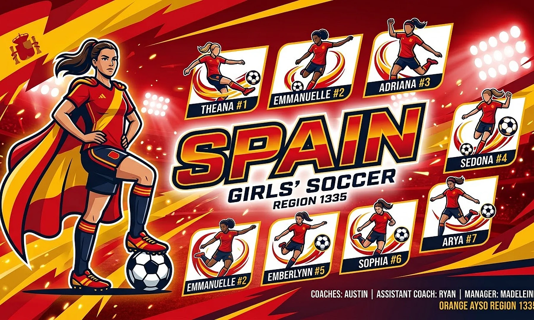 Spain soccer team banner created with AI