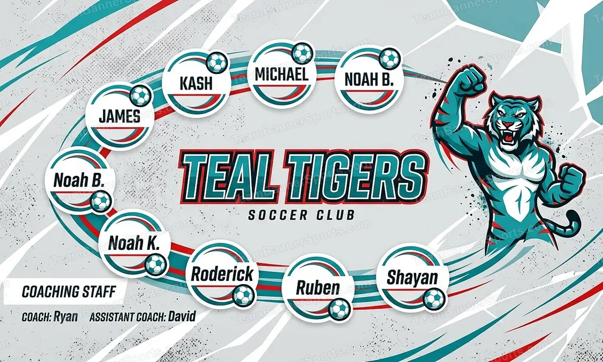 Teal Tigers soccer team banner created with AI