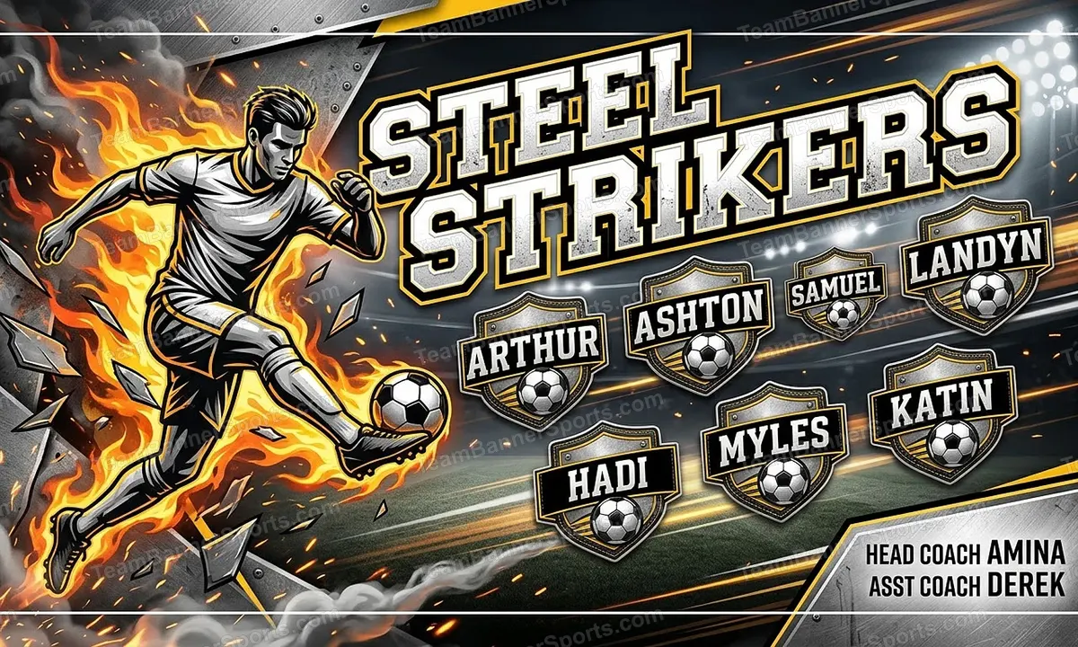 Steel Strikers soccer team banner created with AI