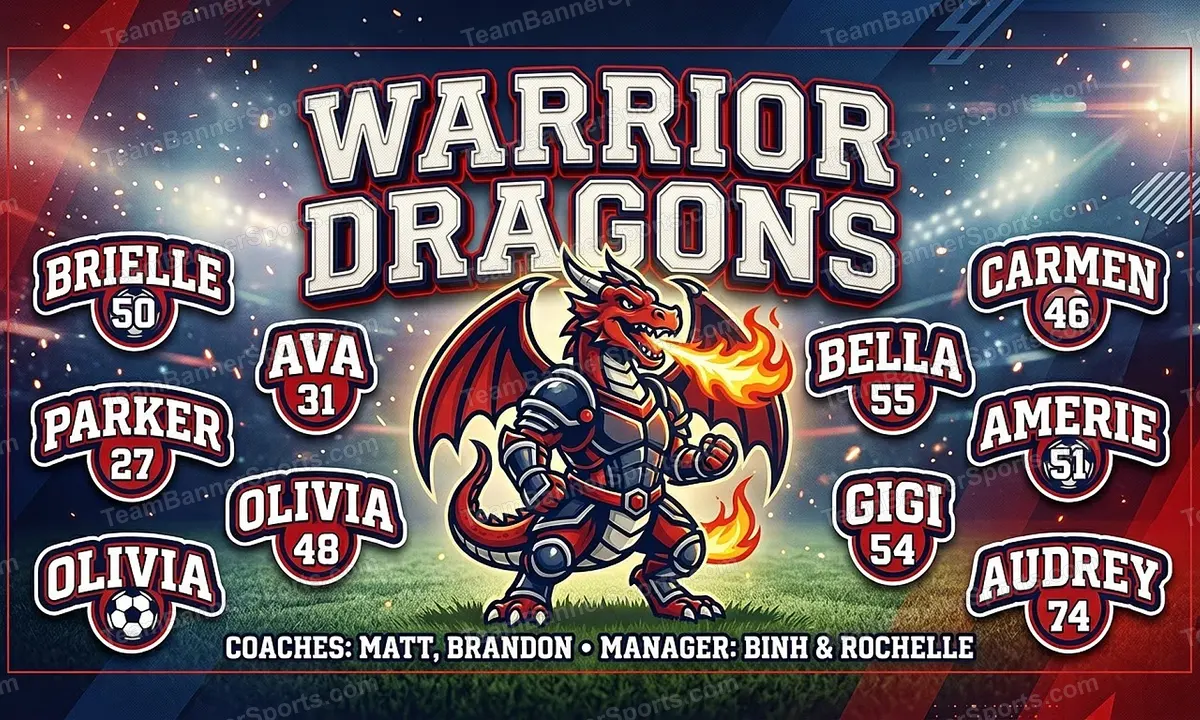 Warrior Dragons soccer team banner created with AI