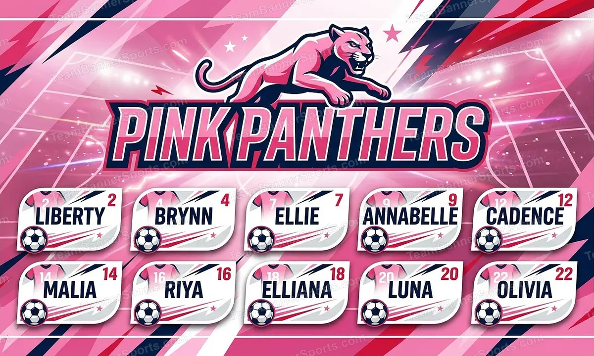 Pink Panthers soccer team banner created with AI