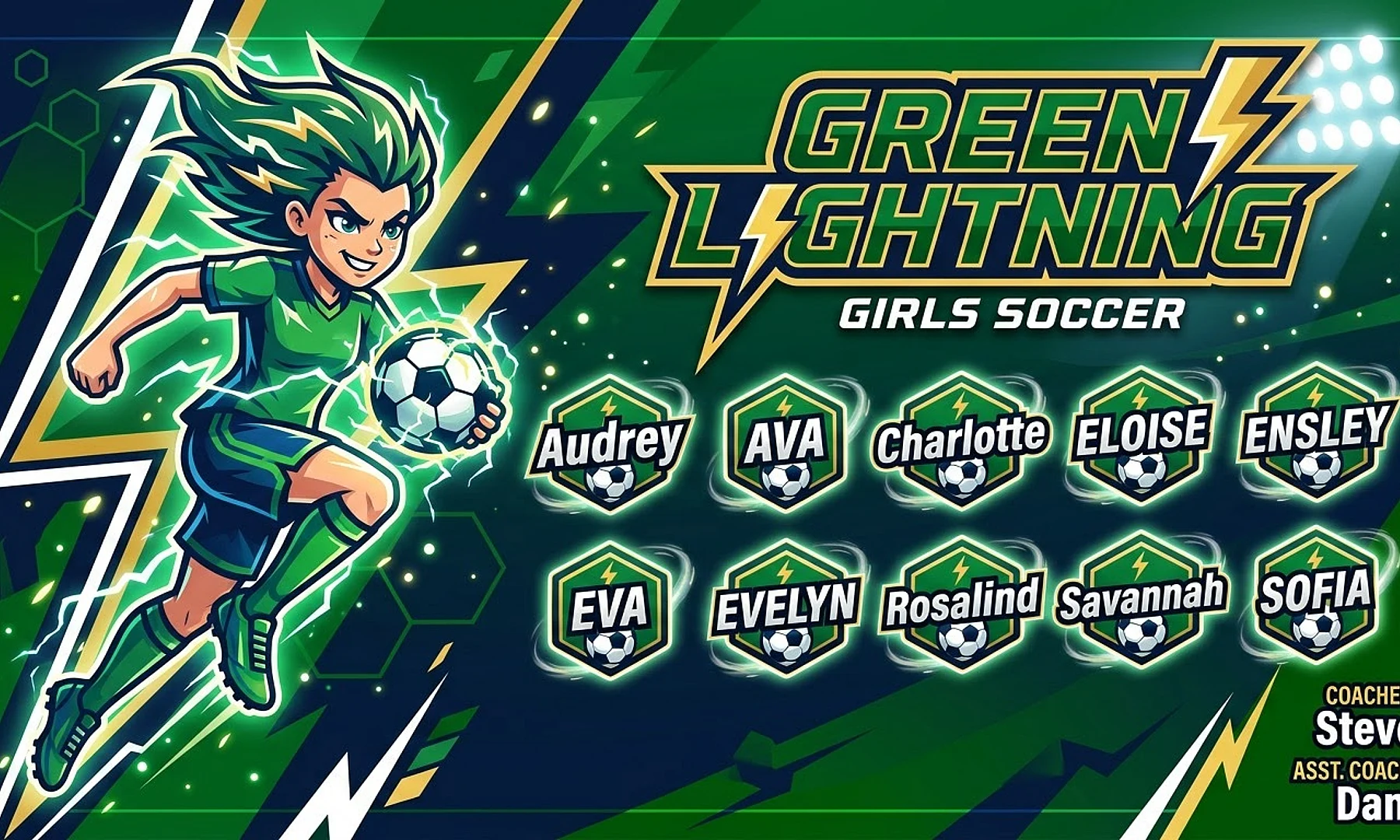 Green Lighting soccer team banner created with AI