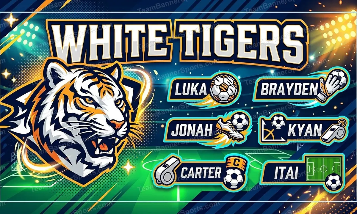 White Tigers soccer team banner created with AI