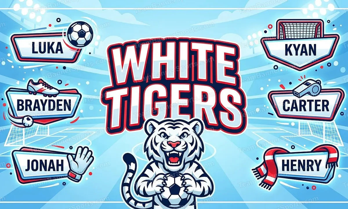 White Tigers soccer team banner created with AI