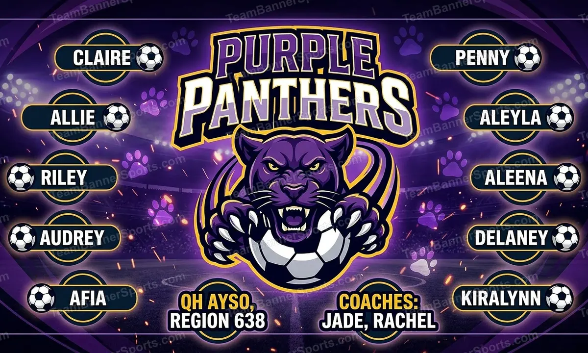 Purple Panthers soccer team banner created with AI