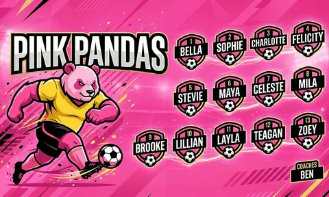Pink Pandas Soccer AI image template