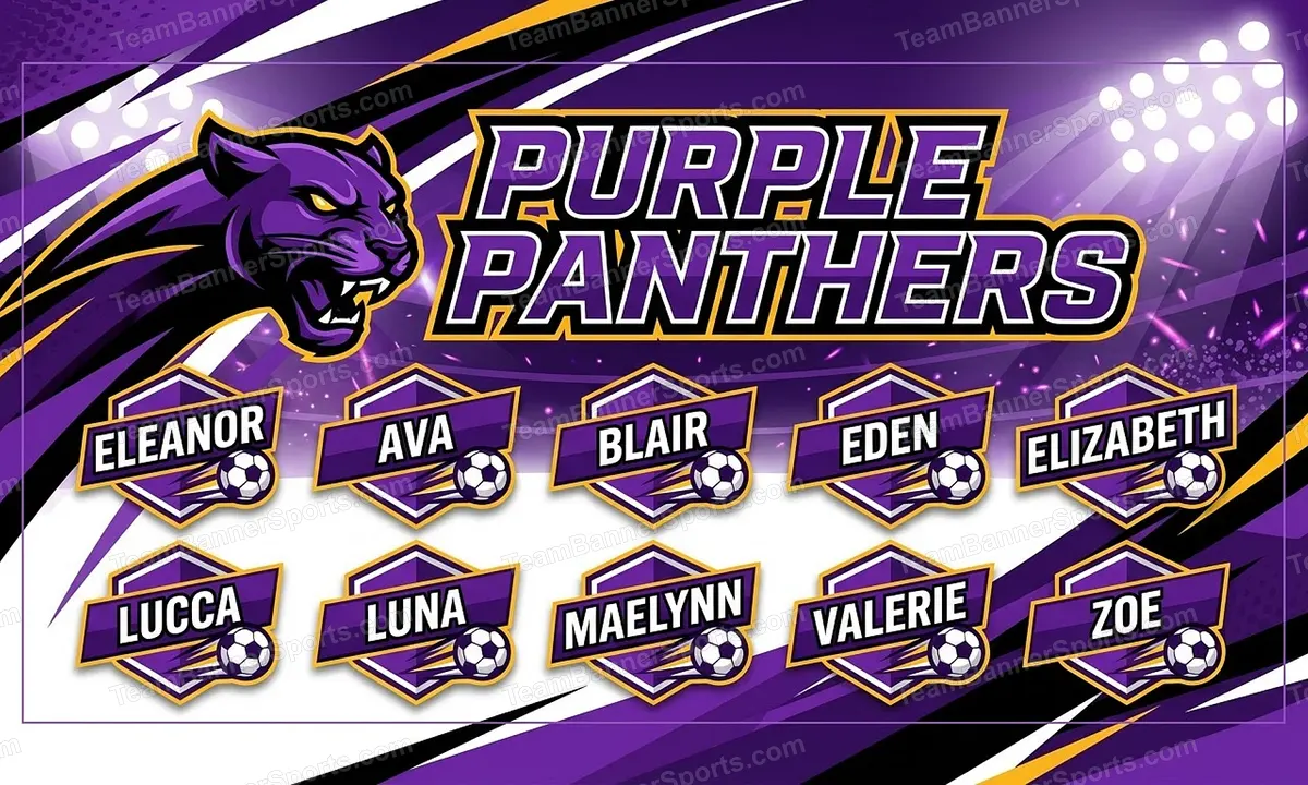 Purple Panthers soccer team banner created with AI