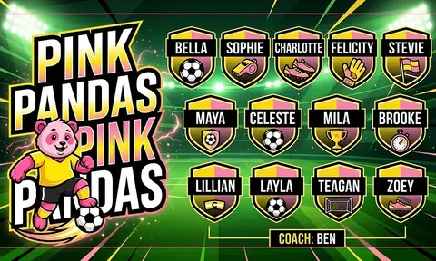Pink Pandas Soccer AI image template