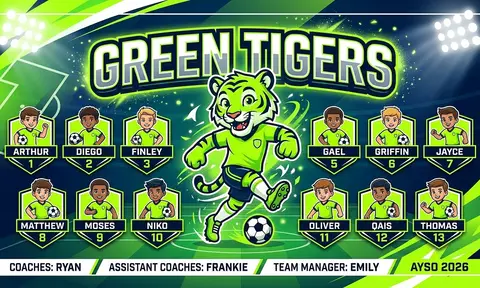 Green Tigers Soccer AI image template