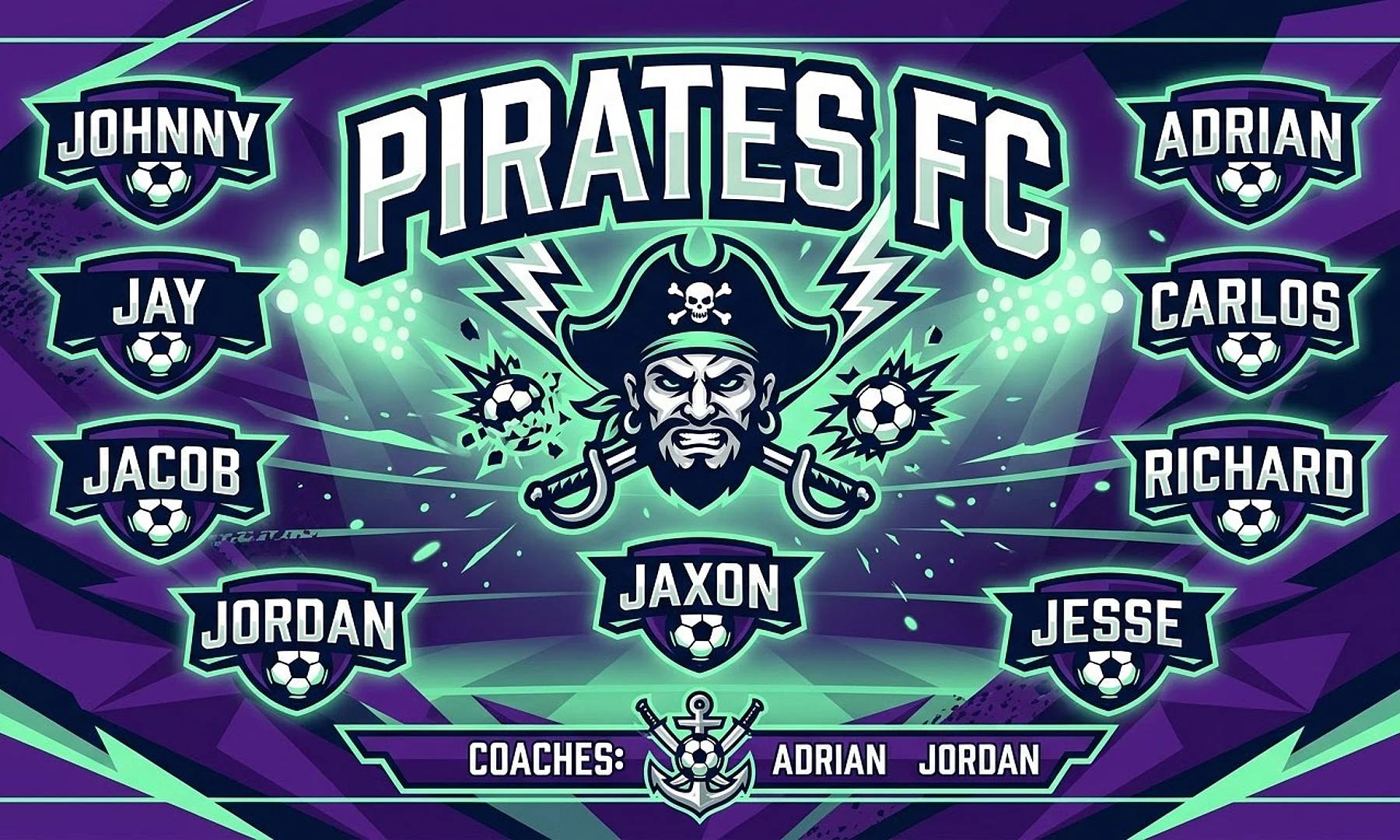 Pirates FC soccer team banner created with AI