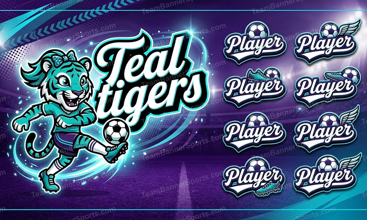Teal tigers soccer team banner created with AI
