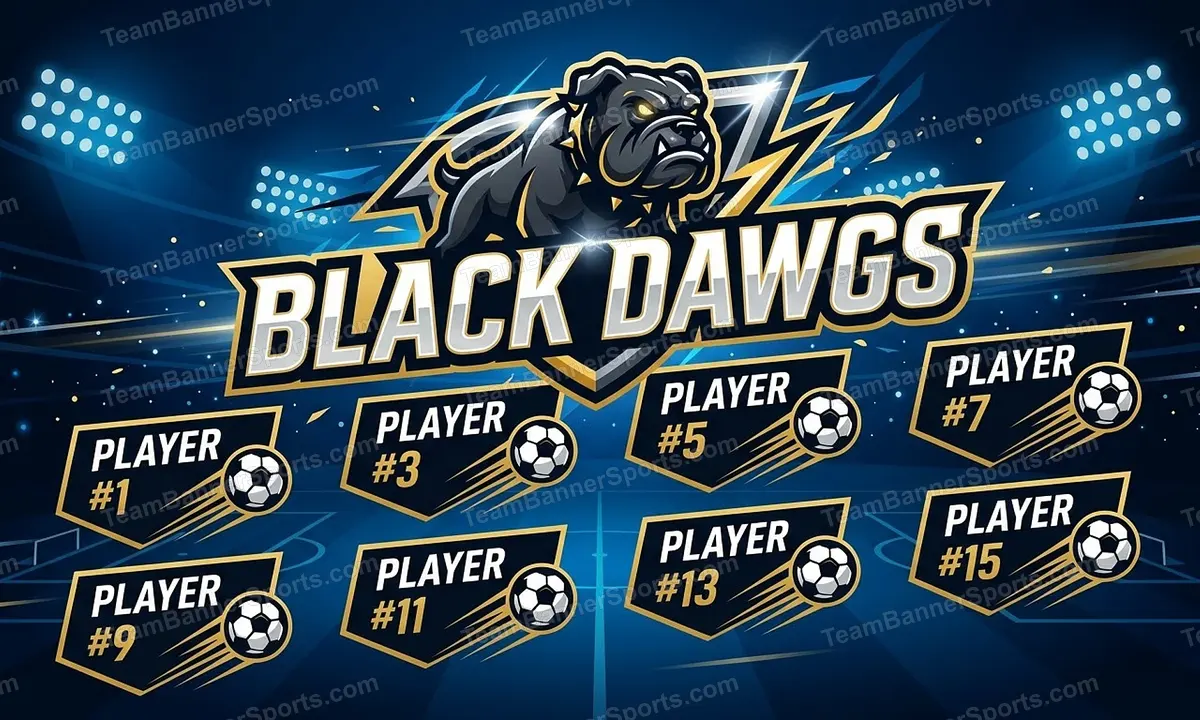 Black Dawgs soccer team banner created with AI