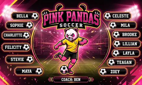 Pink Pandas Soccer AI image template