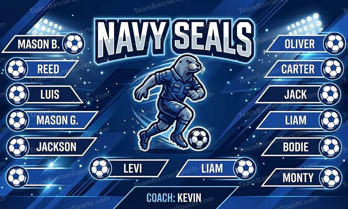 Navy Seals soccer team banner created with AI