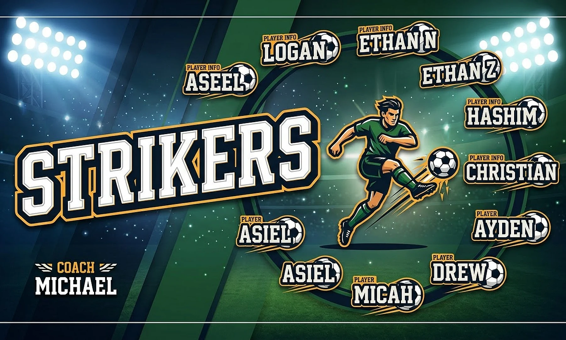 Strikers soccer team banner created with AI