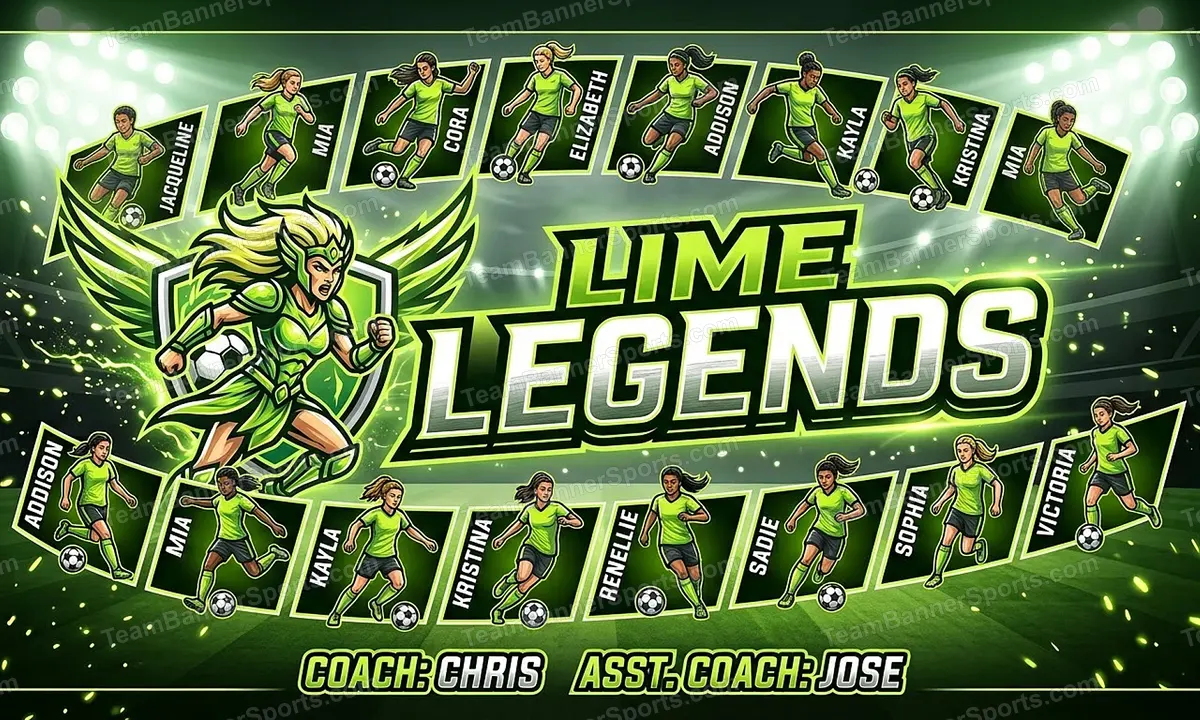 Lime Legends soccer team banner created with AI