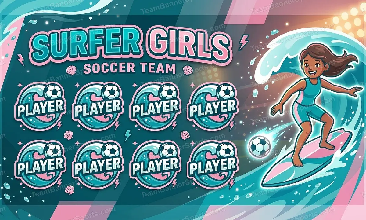 Surfer Girls soccer team banner created with AI