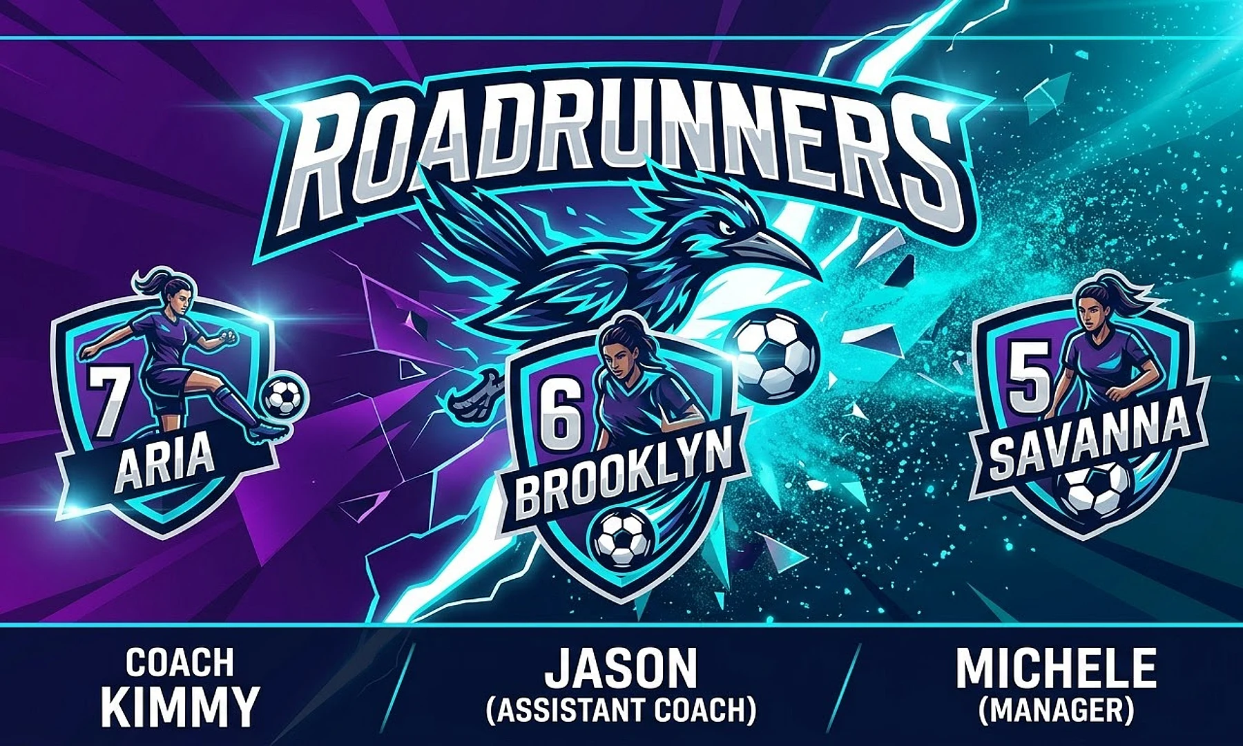 Roadrunners soccer team banner created with AI
