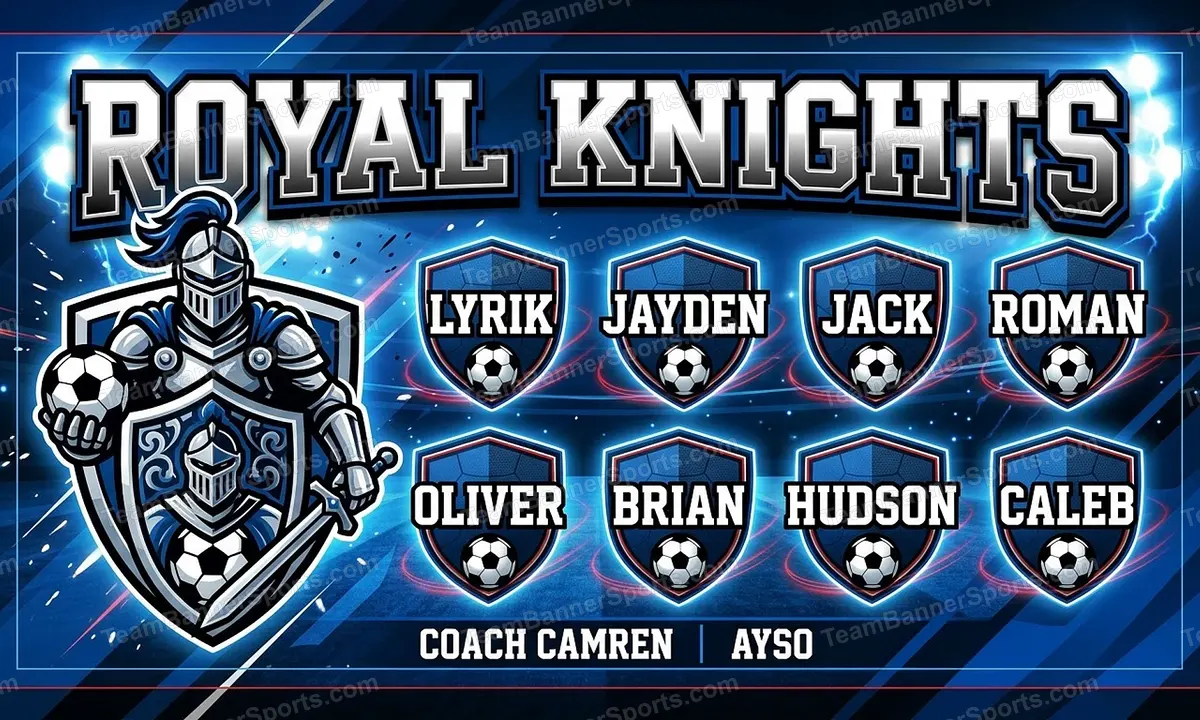 Royal Knights soccer team banner created with AI