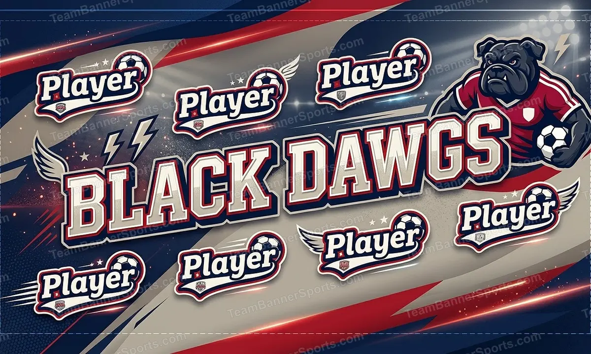 Black Dawgs soccer team banner created with AI