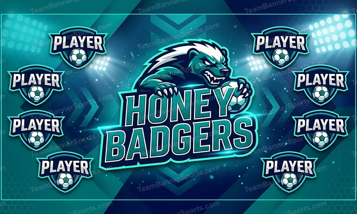 Honey Badgers soccer team banner created with AI