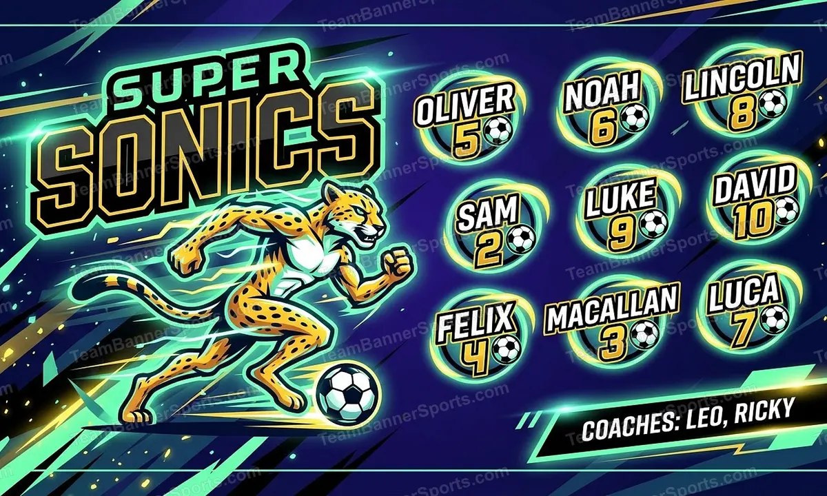 Super sonics soccer team banner created with AI
