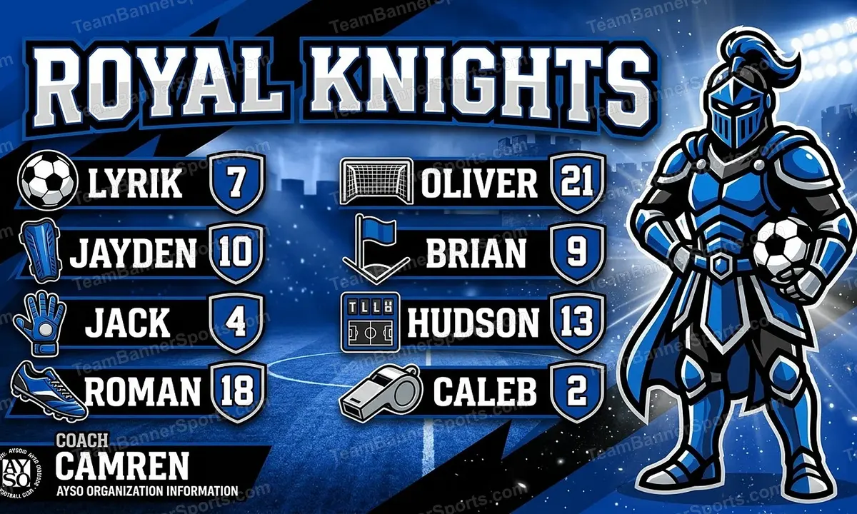 Royal Knights soccer team banner created with AI