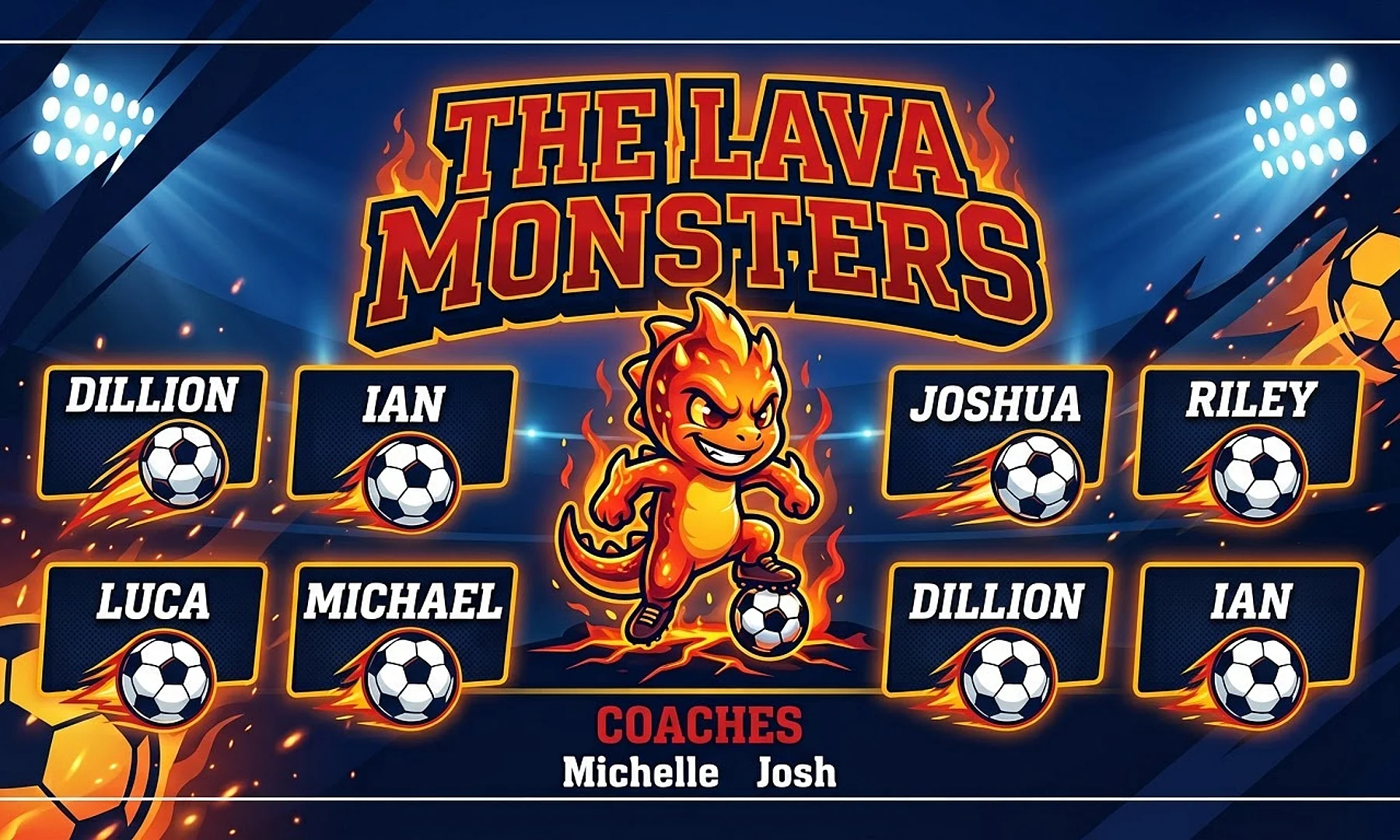 The Lava Monsters soccer team banner created with AI