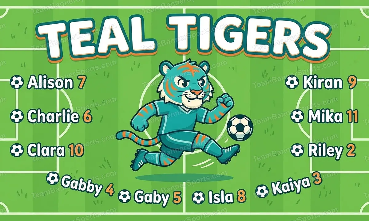 Teal Tigers soccer team banner created with AI