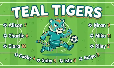 Teal Tigers Soccer AI image template